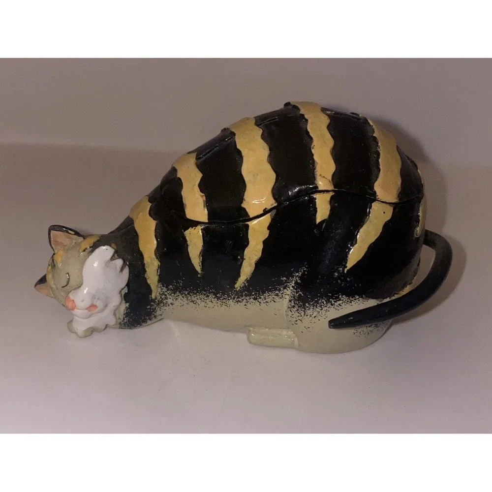 Vintage Harmony Kingdom Mimas Cat Trinket Box Meow At The Moon